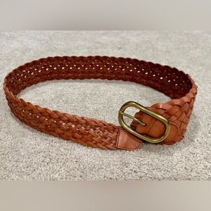 Anthropologie Linea Pelle Woven Asymmetrical Brown Leather Belt